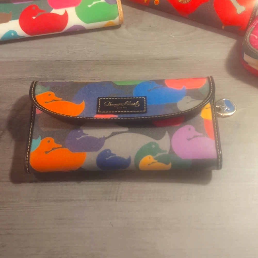 "Dooney & Bourke" Coated Canvas "Continental, Black Duck Wallet"